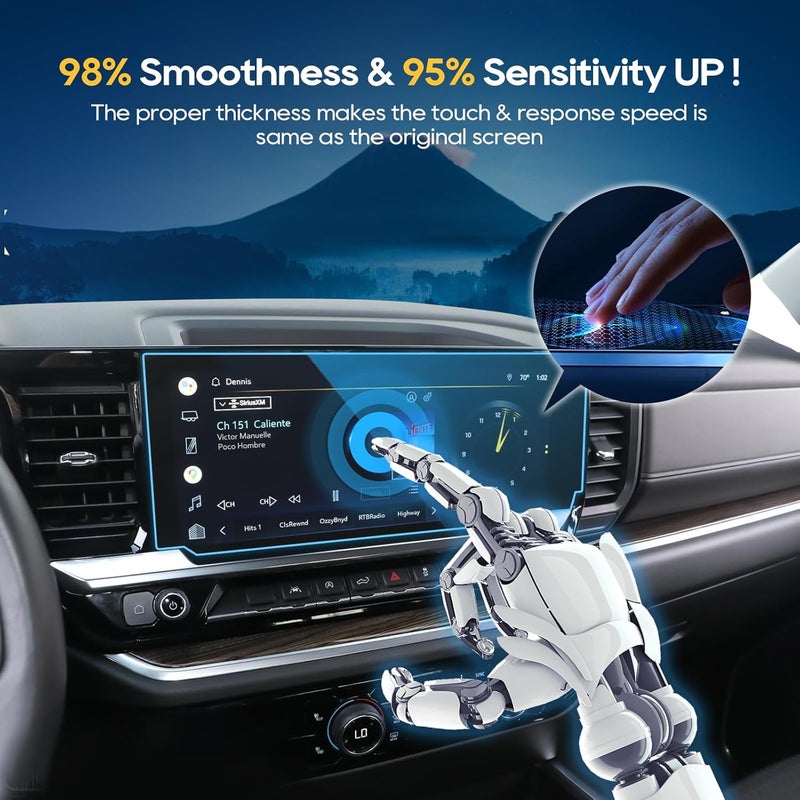 LFOTPP For 2025 2026 Chevy Silverado Screen Protector -2022~2026 Silverado1500& 2024-2026 Silverado2500HD 3500HD(LT/RST/LTZ/High Country/LT Trail Boss/ZR2/ZR2 Bison) 13.4 Inch Touchscreen [HD Glass] - Image 3